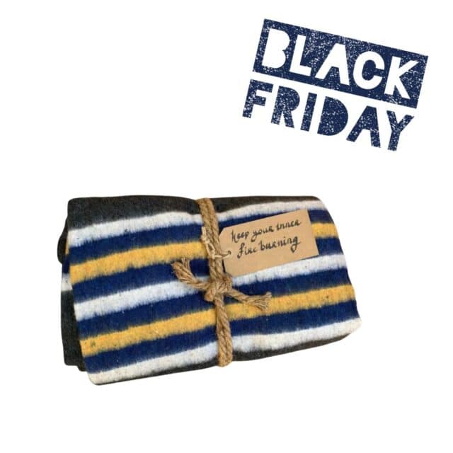 Black Friday Deal stoere deken blauw/geel/wit