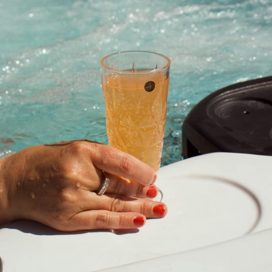 Enjoying the wellness tub