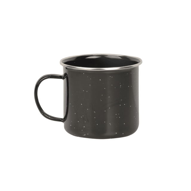 Have a nice hot drink from this enamel mug by the campfire