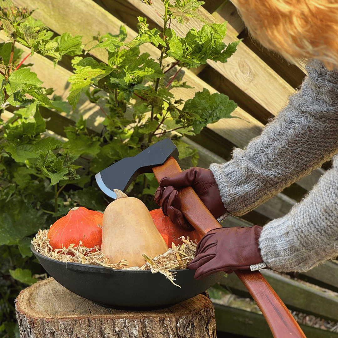 Field Hatchet with sheath and gloves barebones pumpkin in wok