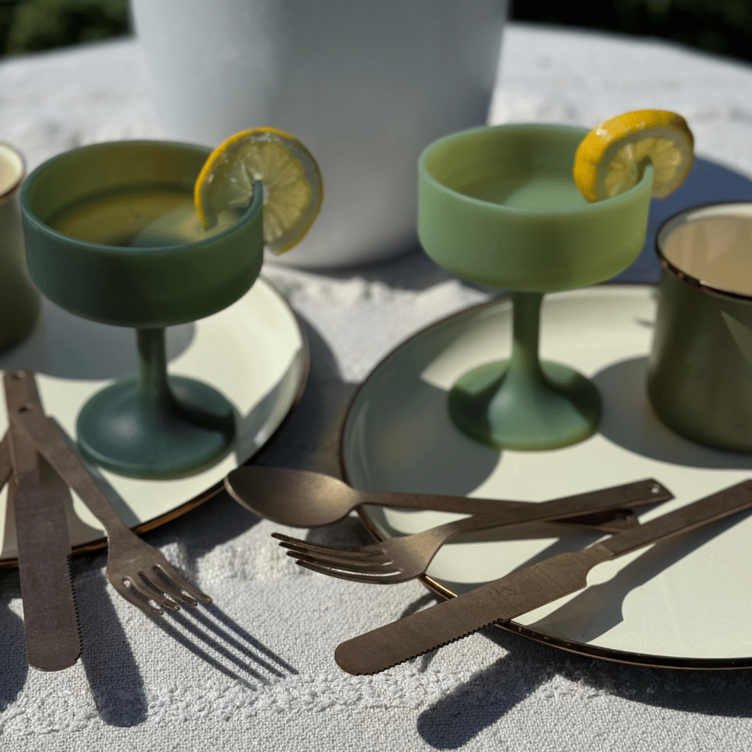 Barebones dinnerware Olive and Flatware Copper Set - 6-piece