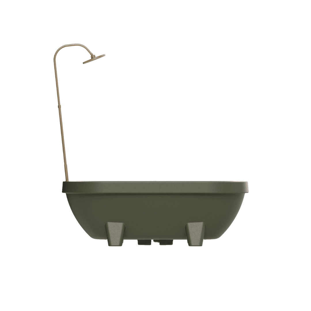 Dark olive green gardentub gouden douche